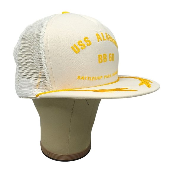 USS Alabama BB 60 Mesh Snapback Cap White Gold Leaves Foam Hat Scrambled Eggs - Picture 3 of 15